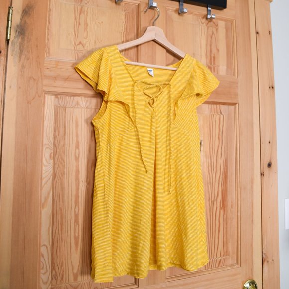 NWT Old Navy Yellow Tie Up Flutter Sleeve Tee Tall - Picture 3 of 6